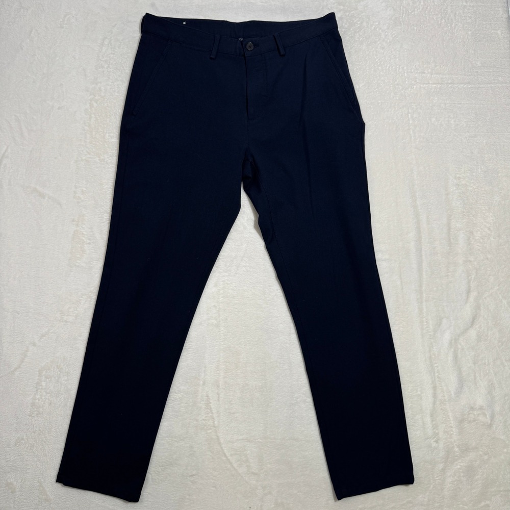 Zara Chino Pants Mens 31 Navy Blue Slim Fit Stretch Tailored Trousers Business